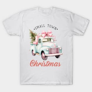 Small Town Christmas Car with Gifts and Christmas Tree T-Shirt